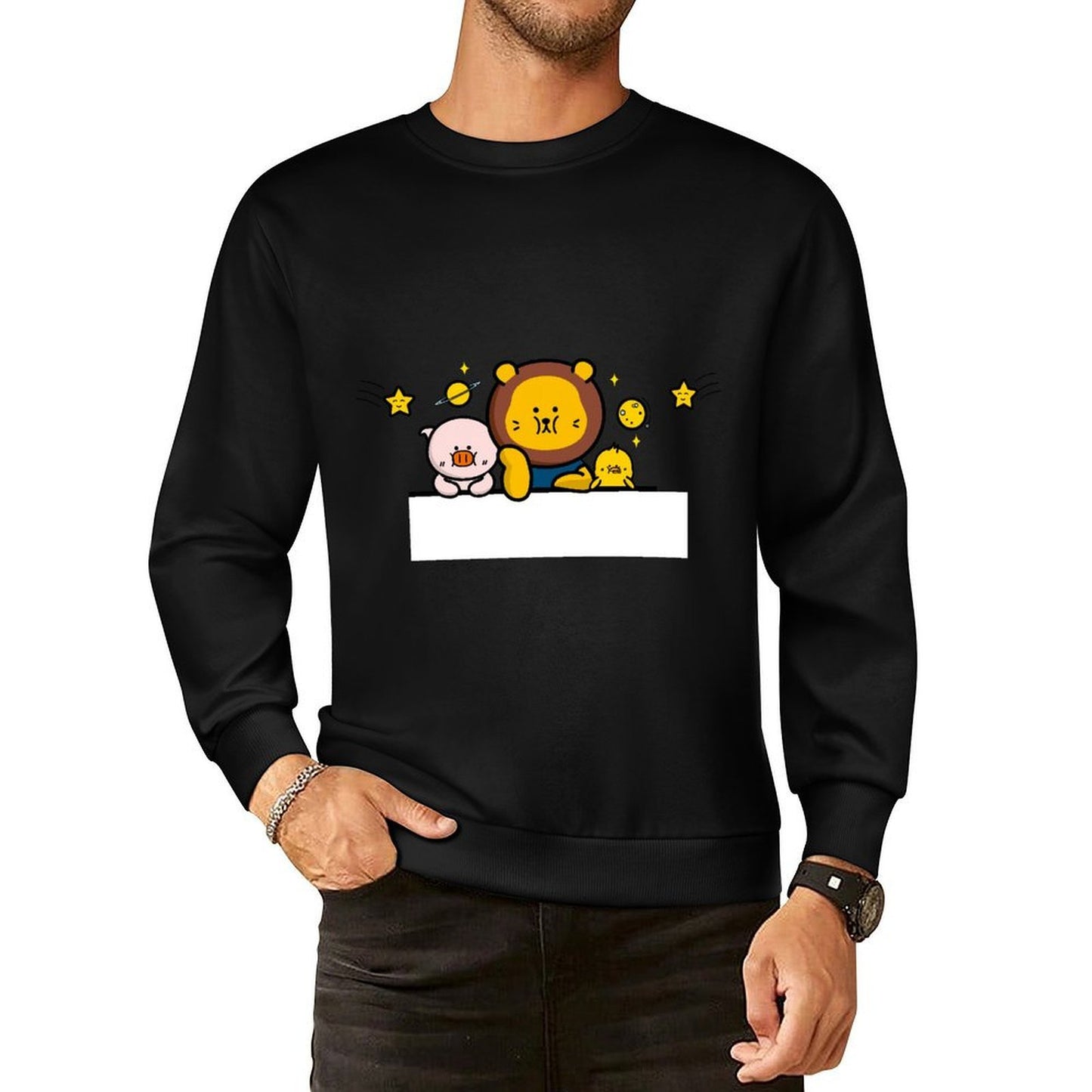 Front Patterned Long Sleeve TopBasicSeries Print-Ready