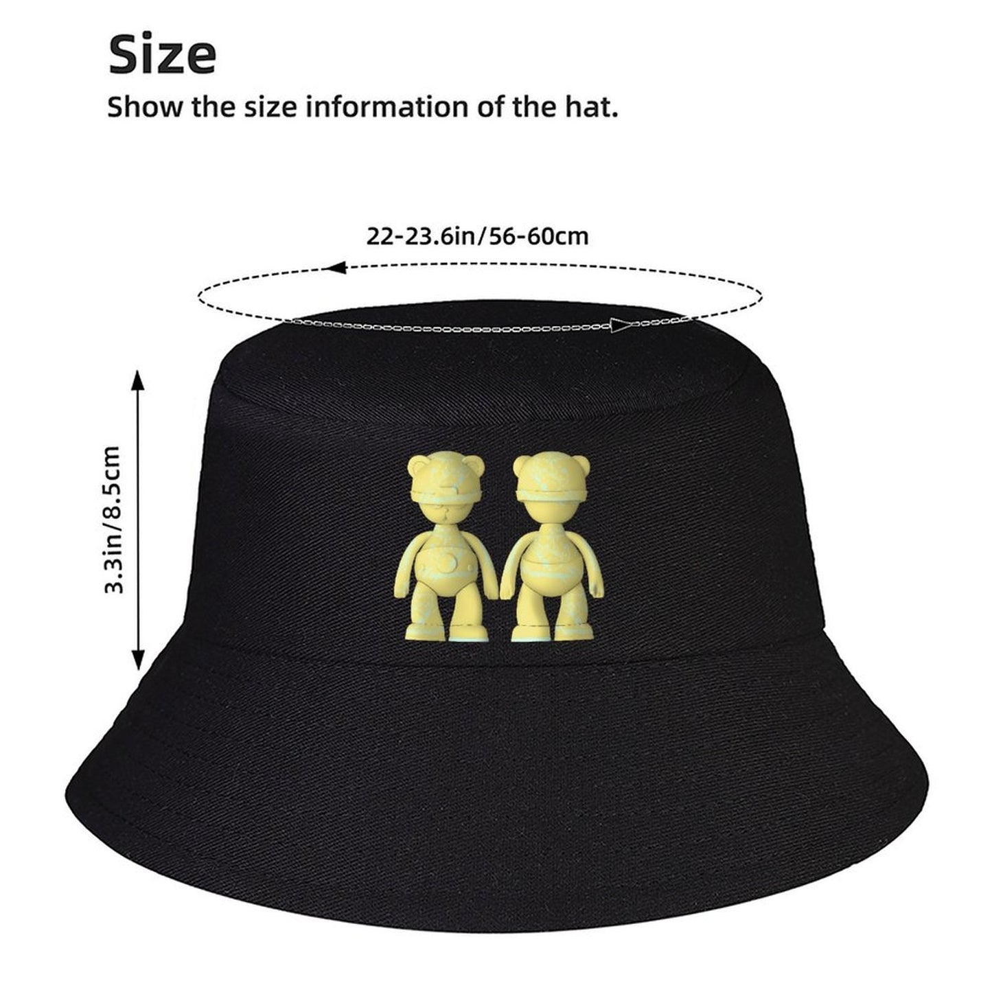 Lightweight Black Bucket Hat with Bold Print Design