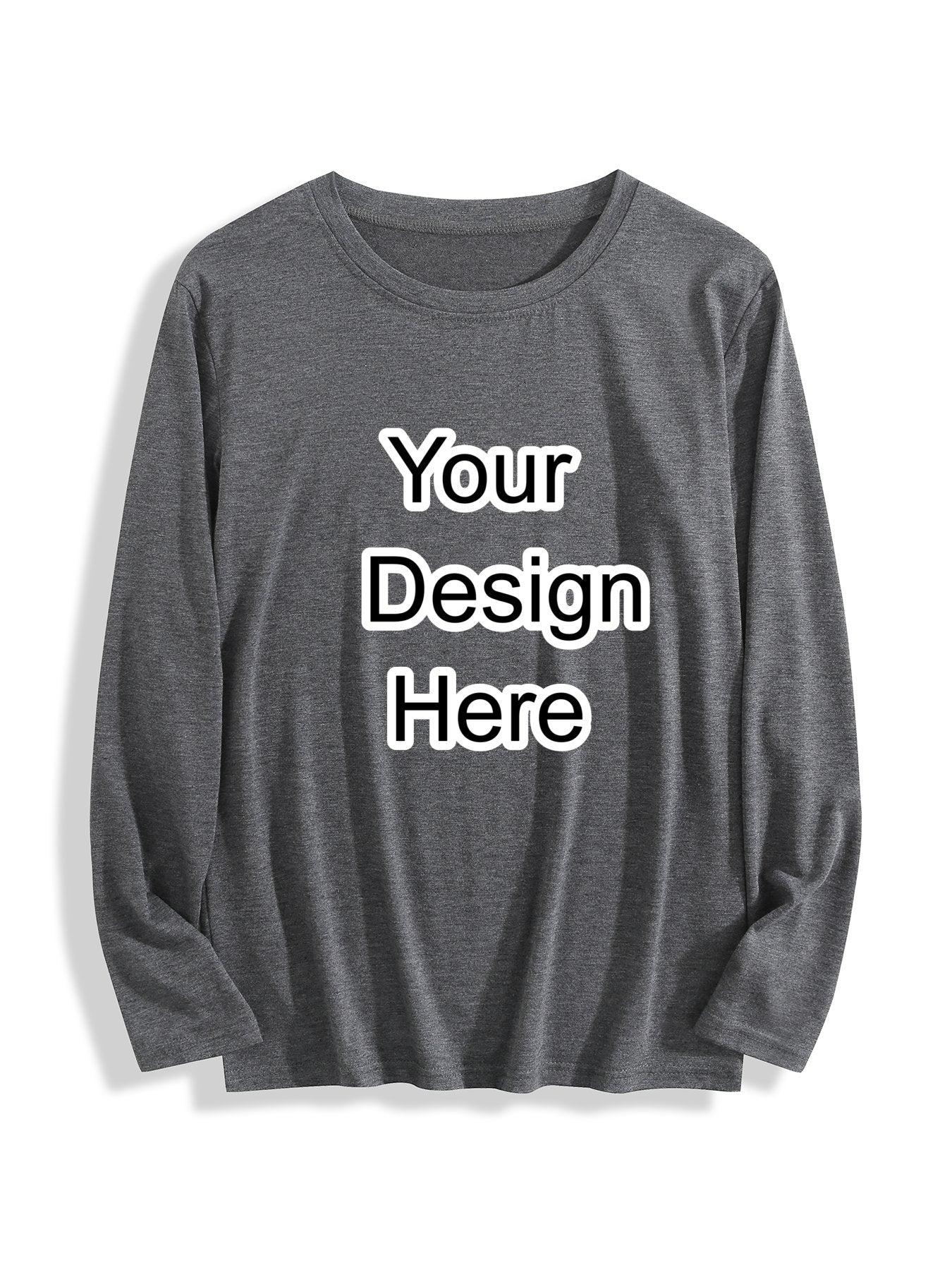 180g pure cotton crew neck long-sleeved shirt  dark gray