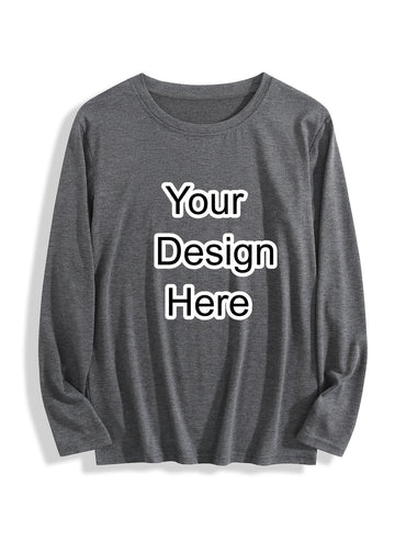 180g pure cotton crew neck long-sleeved shirt  dark gray