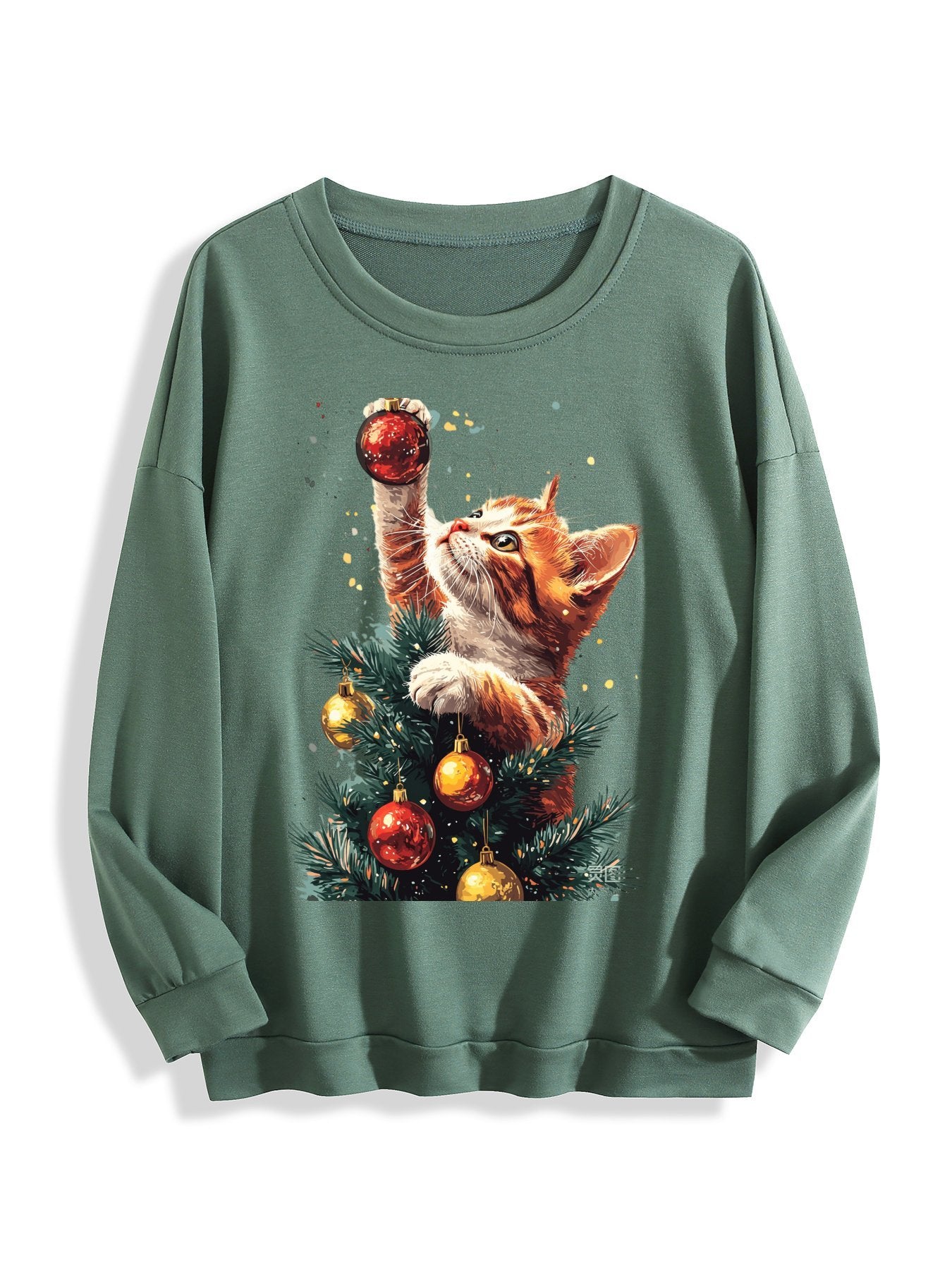 Customizable Christmas-themed long-sleeved Christmas The winner is the cat.