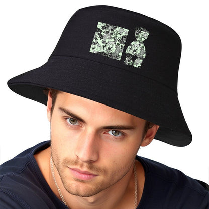 Black Bucket Hat with Statement Print