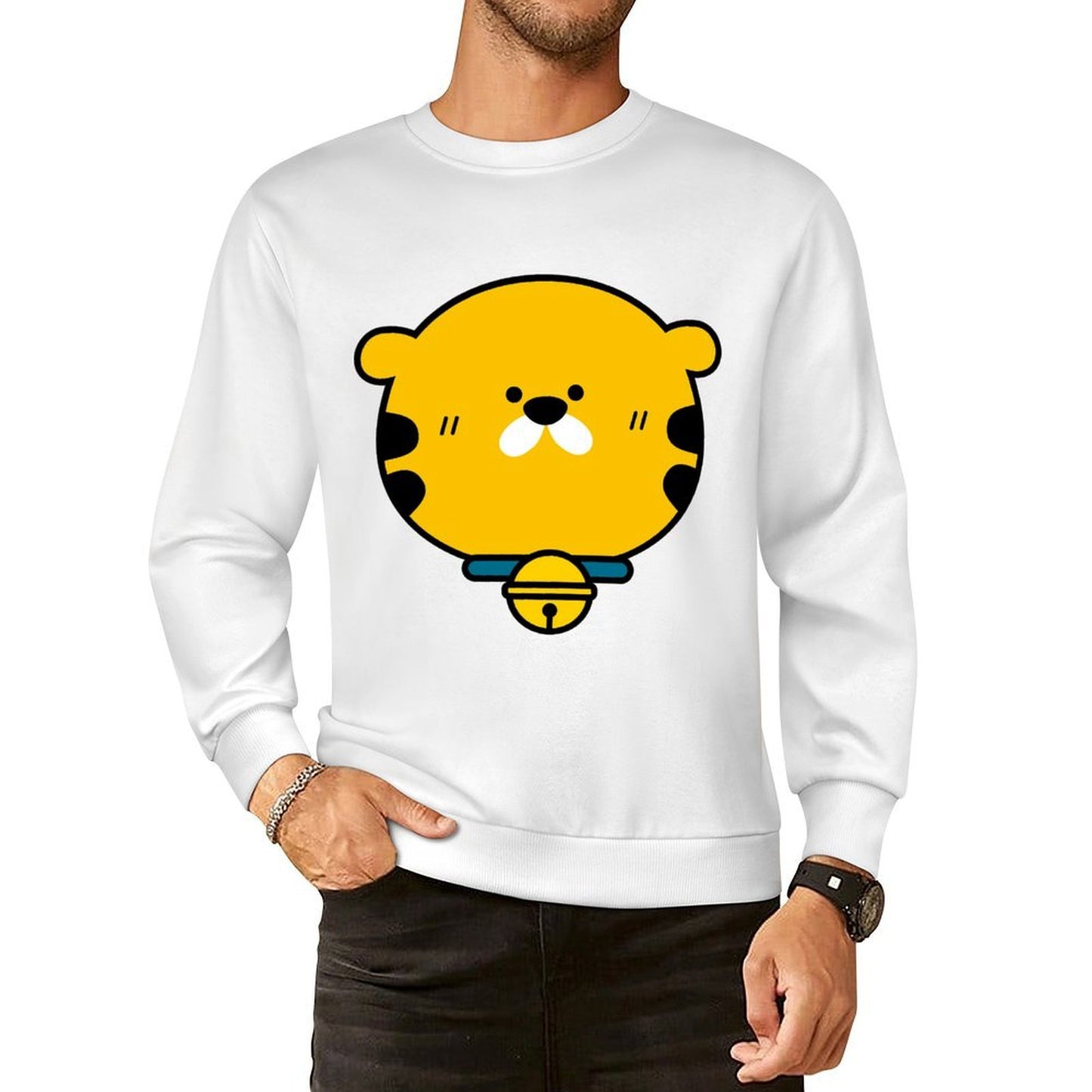 Front Patterned Long Sleeve TopCasual Smooth