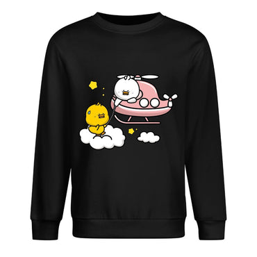 Front Patterned Long Sleeve TopPlain Cotton