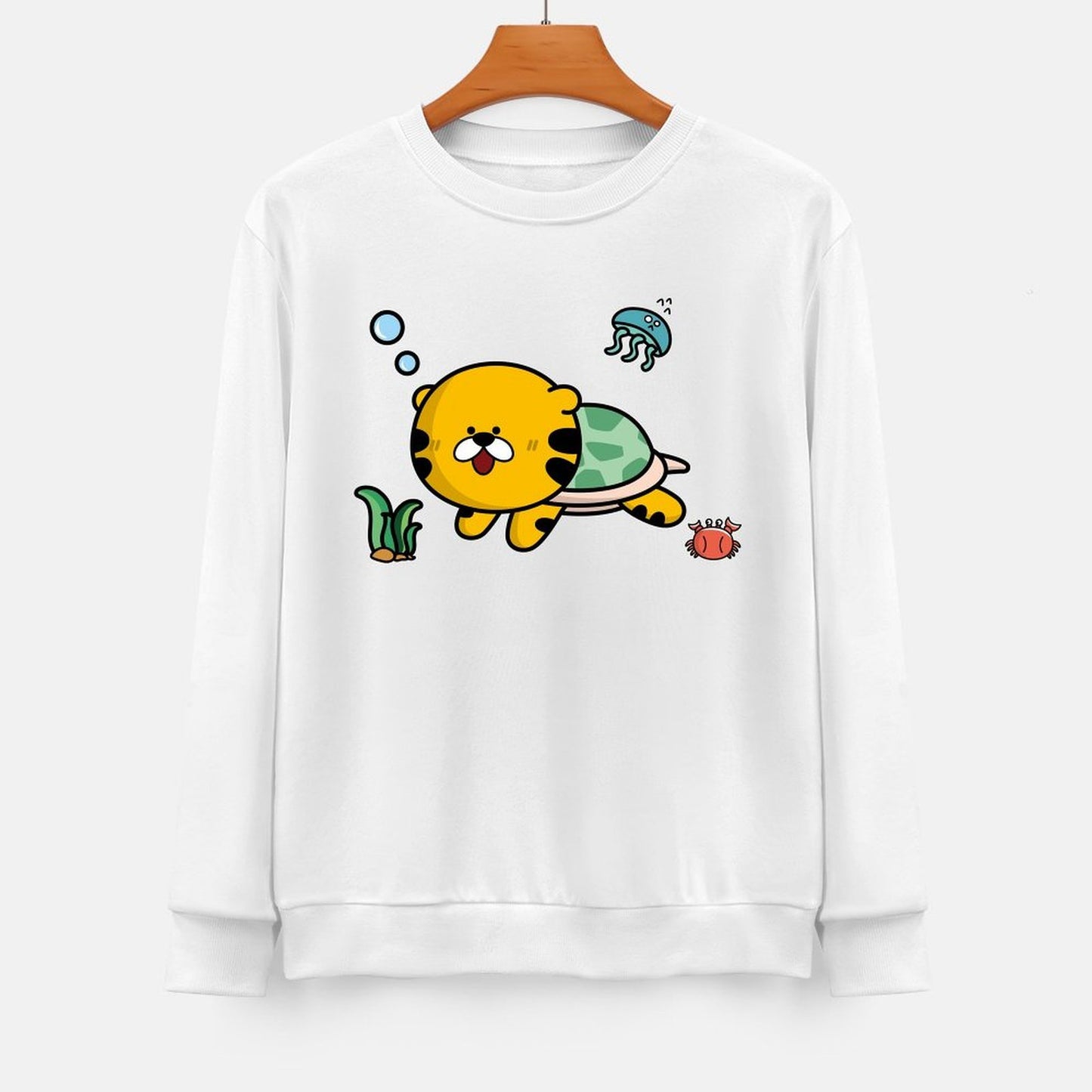 Front Patterned Long Sleeve TopCrisp Print Simple