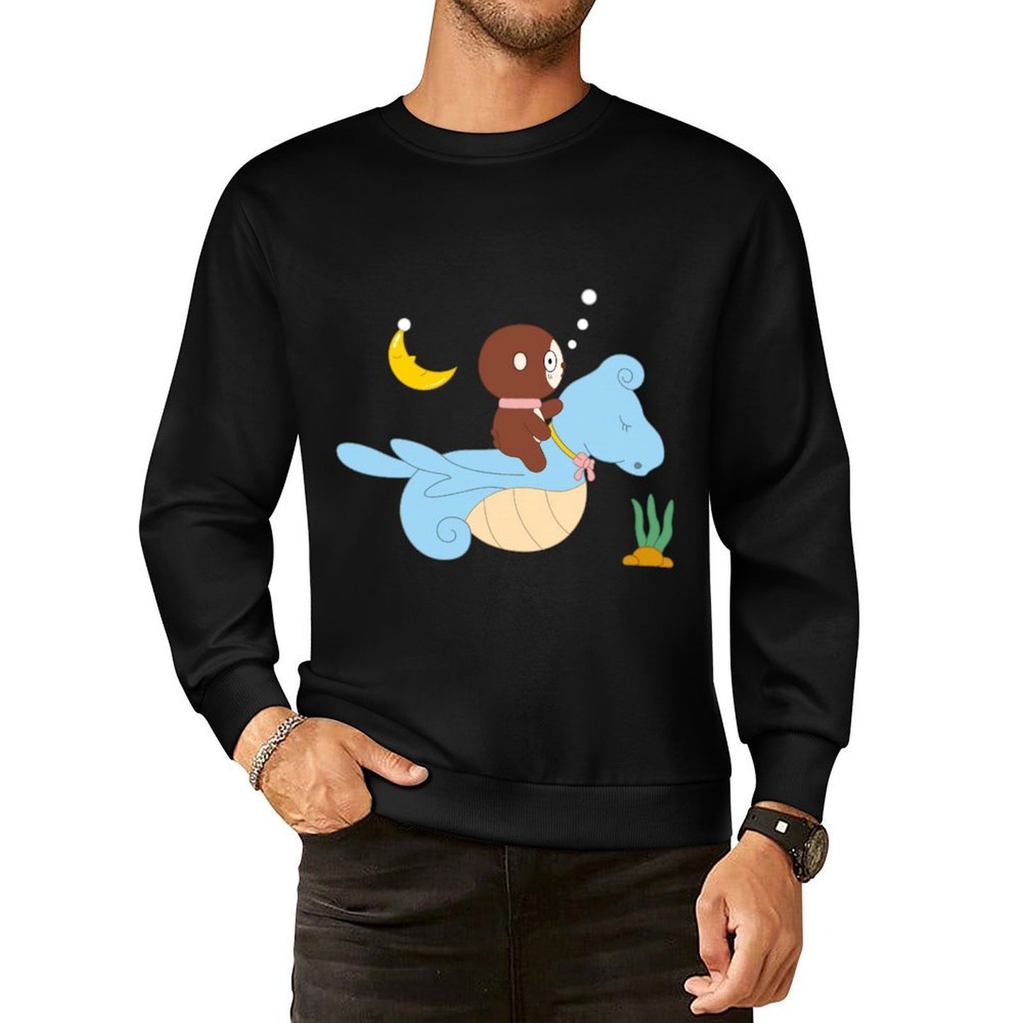 Front Patterned Long Sleeve TopClassicLine EverydayComfort