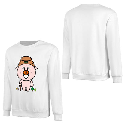 Front Patterned Long Sleeve TopCrewneck Essential