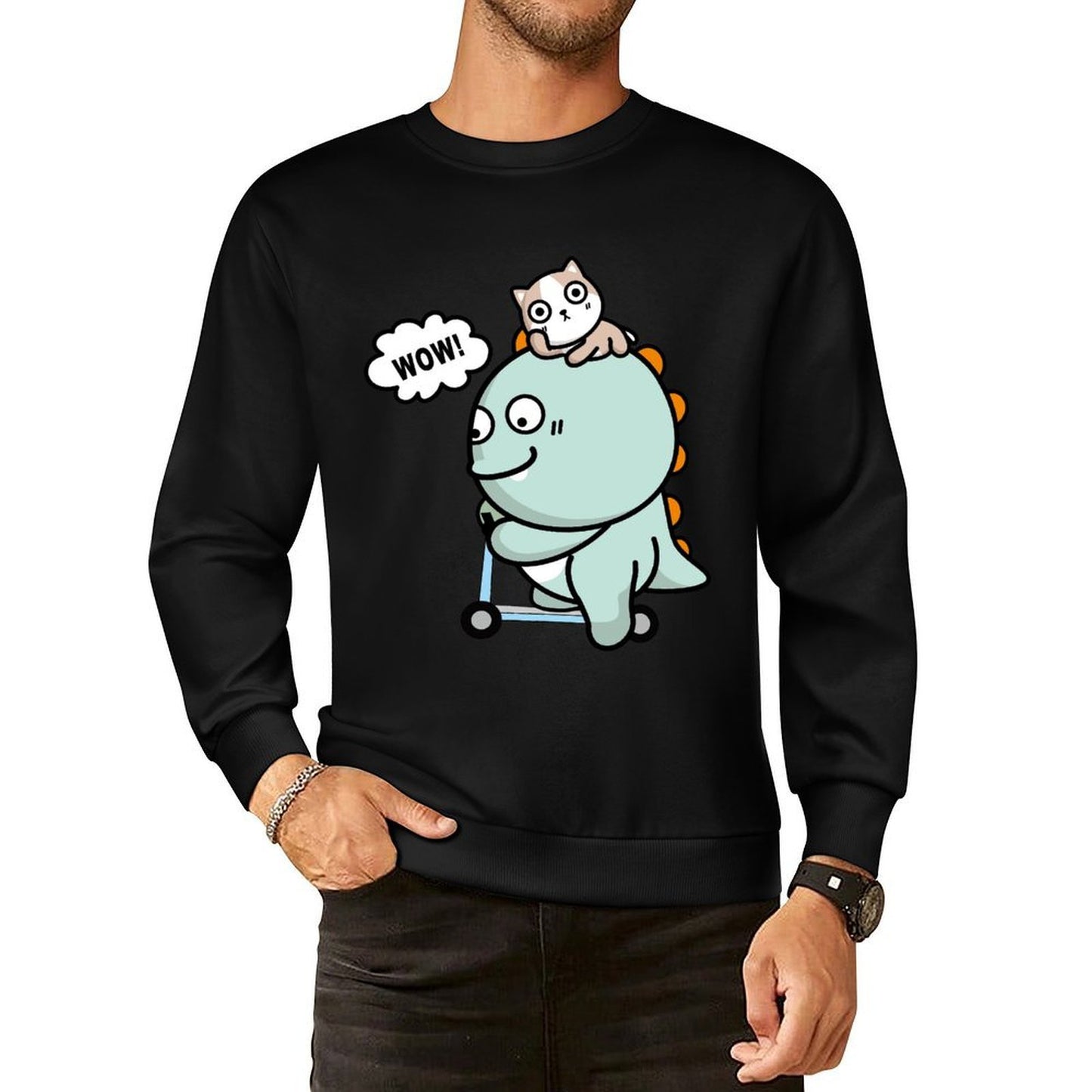 Front Patterned Long Sleeve TopCotton AllSeason