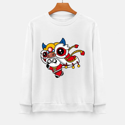 Front Patterned Long Sleeve TopFade-Resistant Crewneck