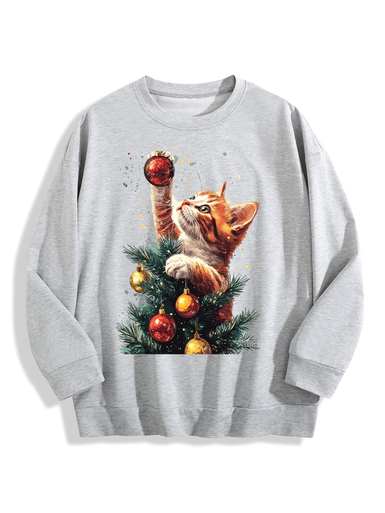 Customizable Christmas-themed long-sleeved Christmas The winner is the cat.