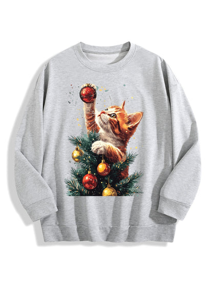 Customizable Christmas-themed long-sleeved Christmas The winner is the cat.