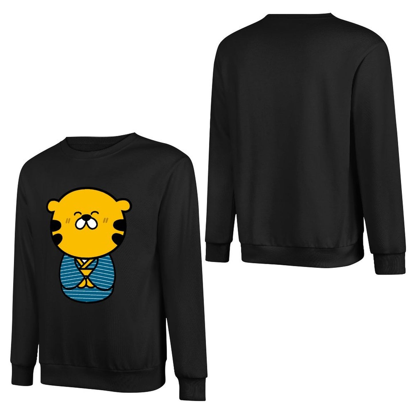 Front Patterned Long Sleeve TopPrinting Crew Neck