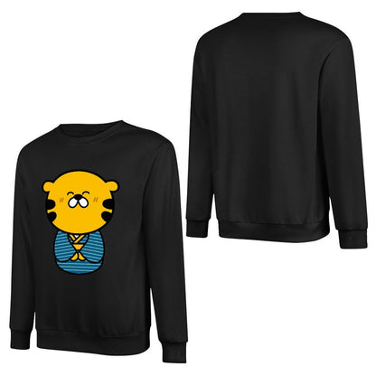 Front Patterned Long Sleeve TopPrinting Crew Neck