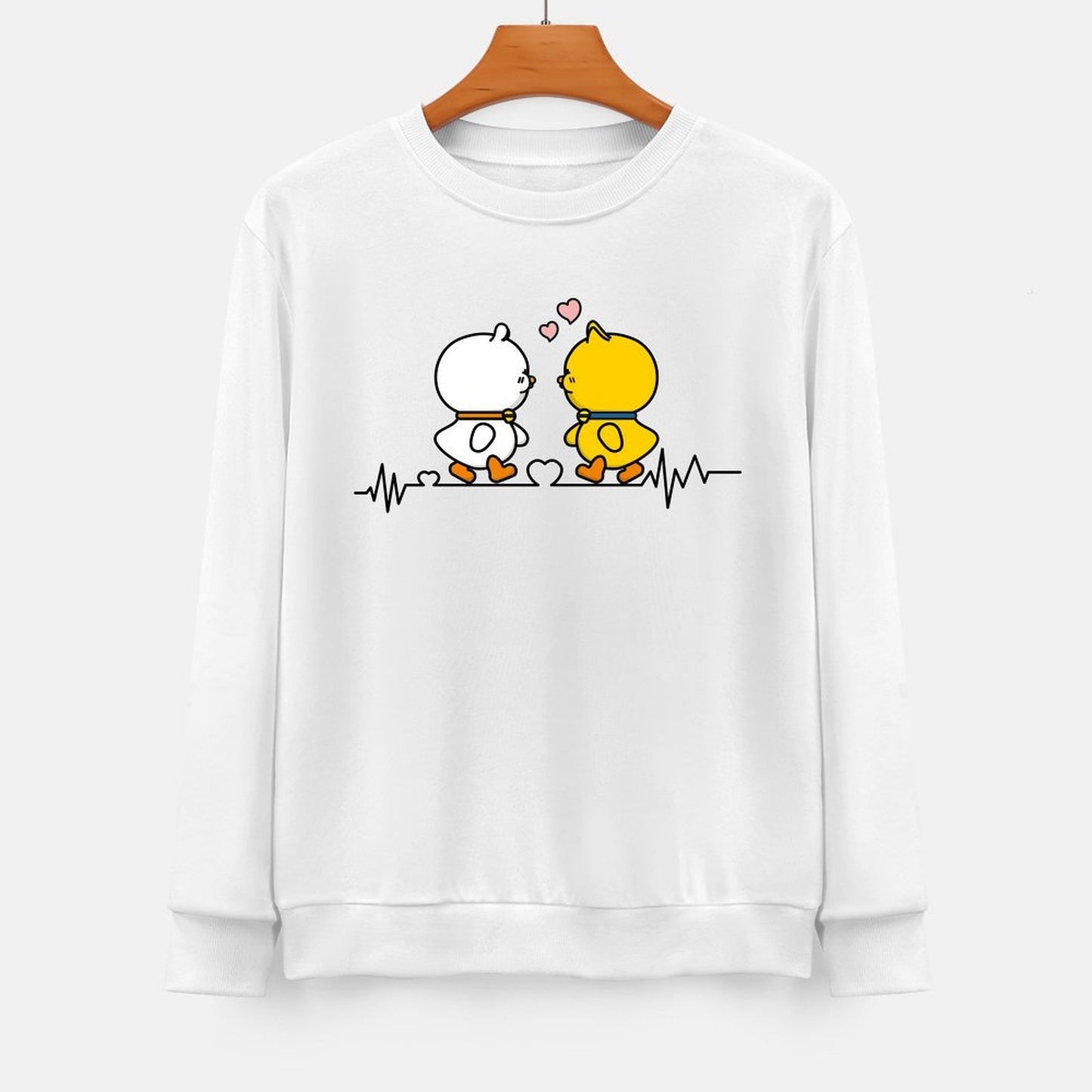 Front Patterned Long Sleeve TopMidweight Crewneck