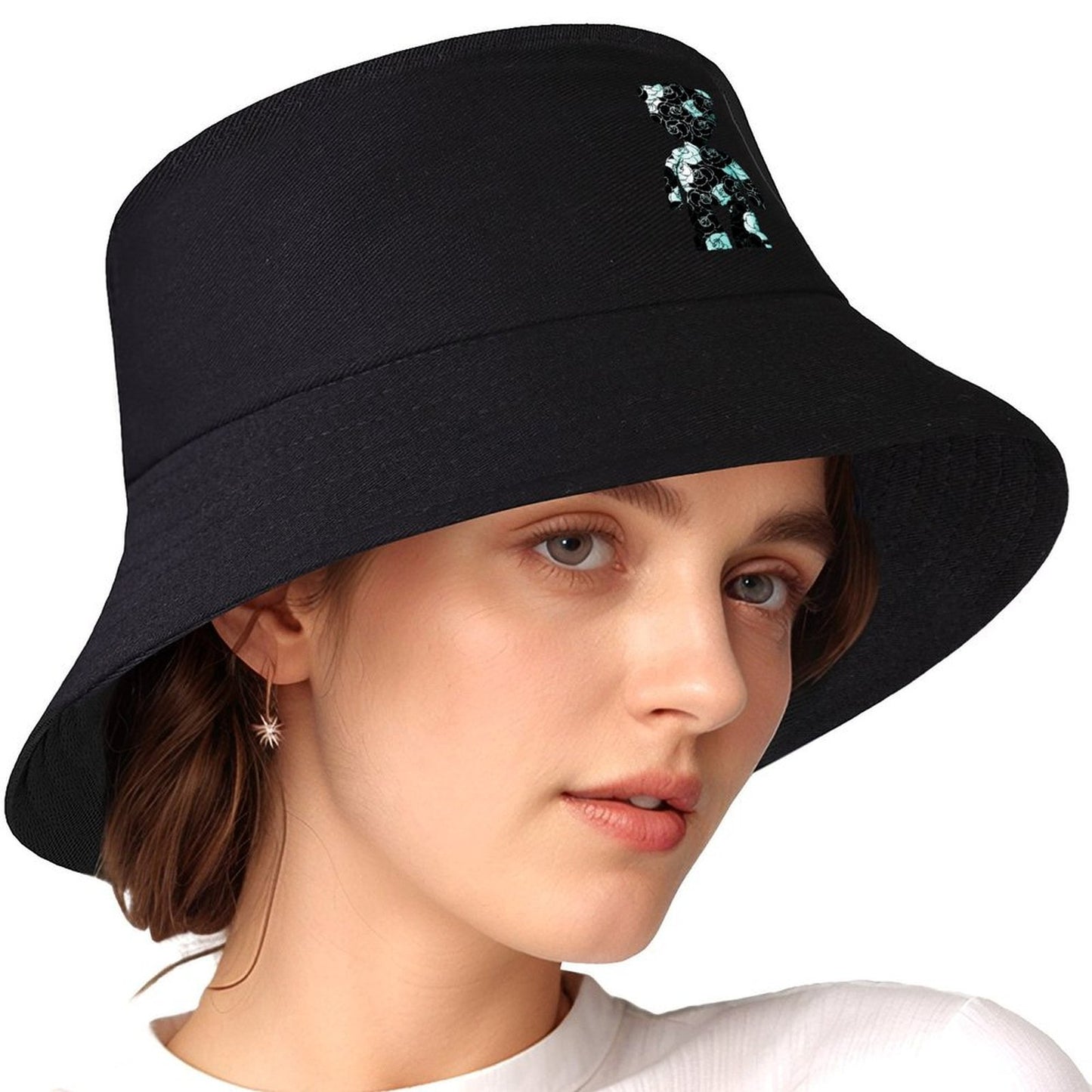 Streetwear Black Bucket Hat with Icon Print