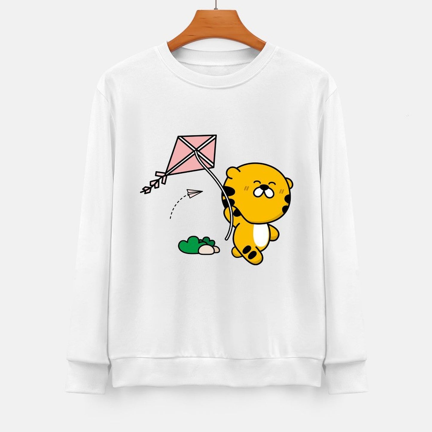 Front Patterned Long Sleeve TopPlain Vibrant Colors