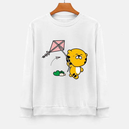 Front Patterned Long Sleeve TopPlain Vibrant Colors