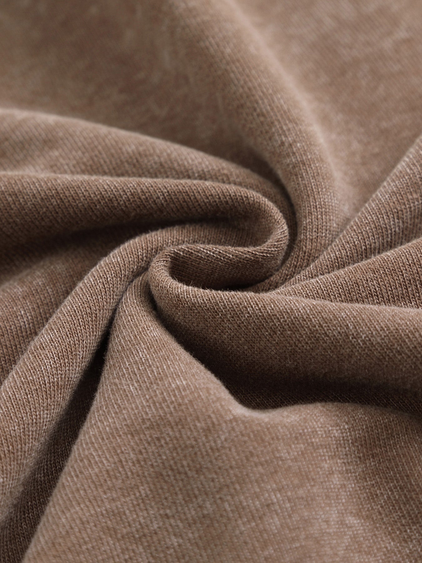 Washed Vintage Hoodie Without Drawstring - Coffee Brown back view.