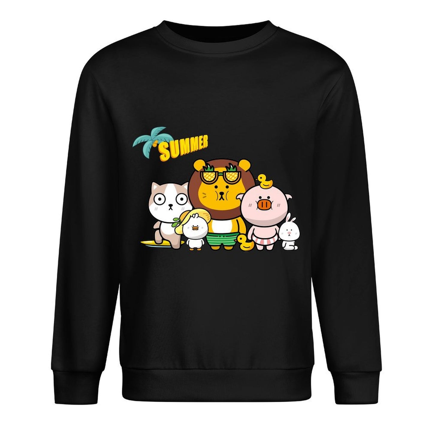 Front Patterned Long Sleeve TopMinimal Crewneck