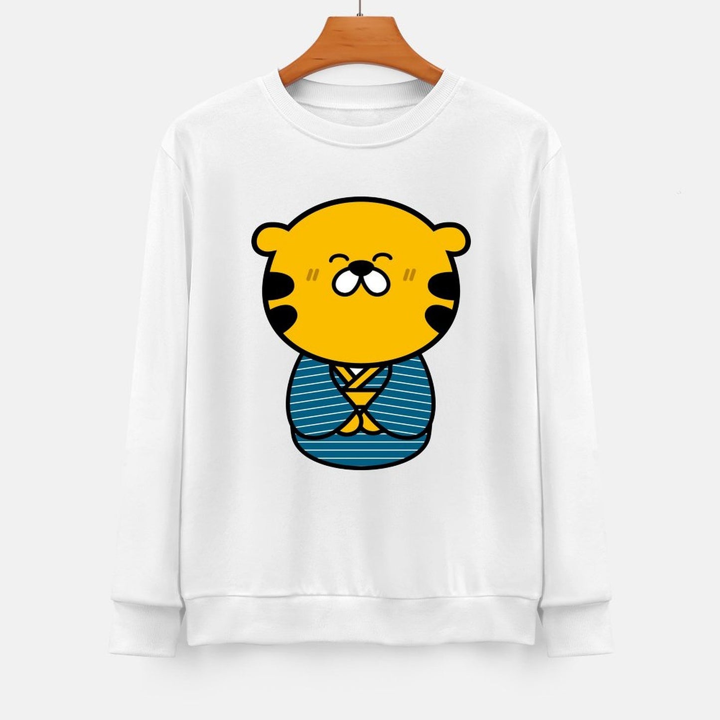 Front Patterned Long Sleeve TopPrinting Crew Neck