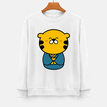 Front Patterned Long Sleeve TopPrinting Crew Neck