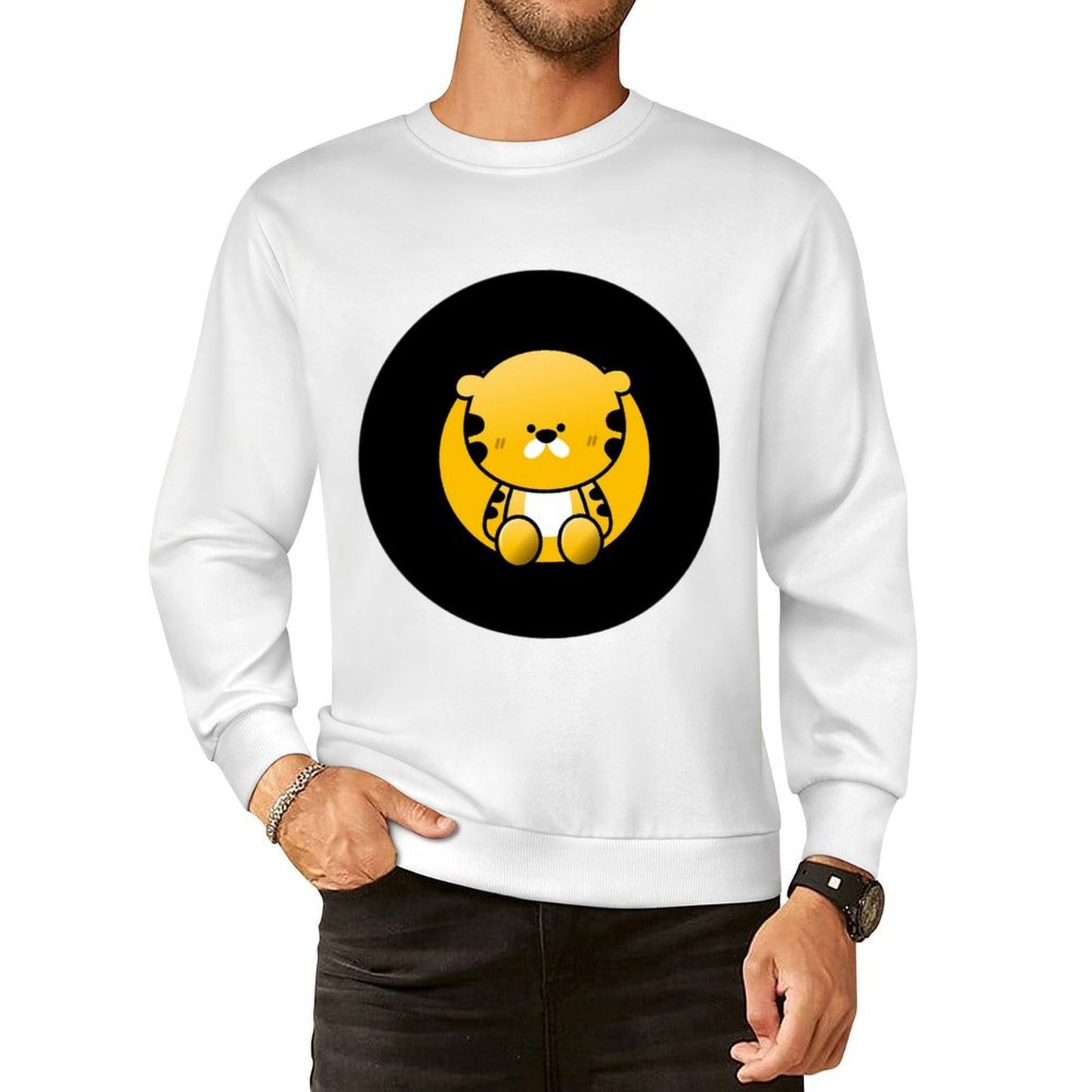 Front Patterned Long Sleeve TopVintage Batch-Printed