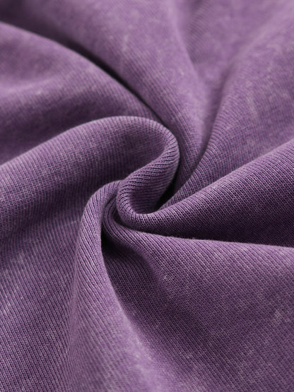 Washed Vintage Hoodie Without Drawstring - Violet
