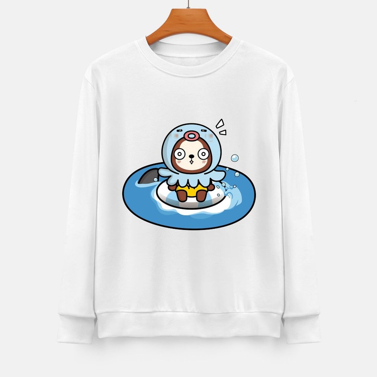 Front Patterned Long Sleeve TopSmooth Crewneck