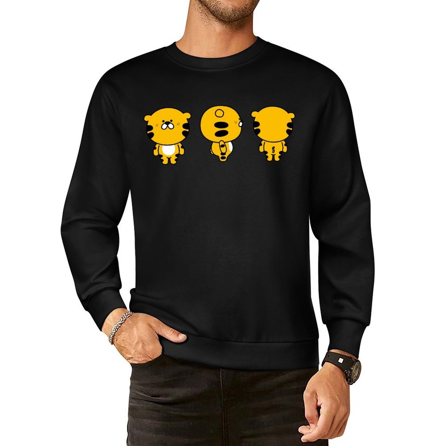 Front Patterned Long Sleeve TopFitted Solid