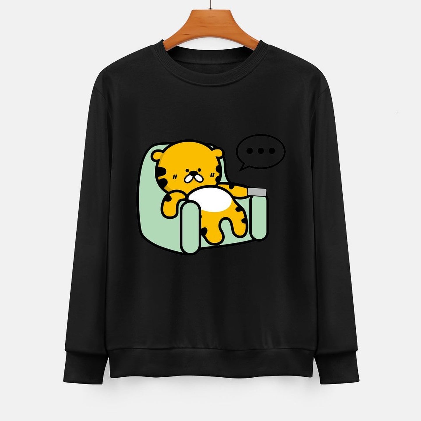 Front Patterned Long Sleeve TopDouble-Stitched Printing