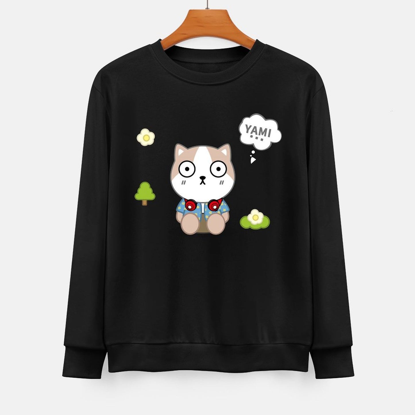  Front Patterned Long Sleeve TopCrewneck BasicSeries