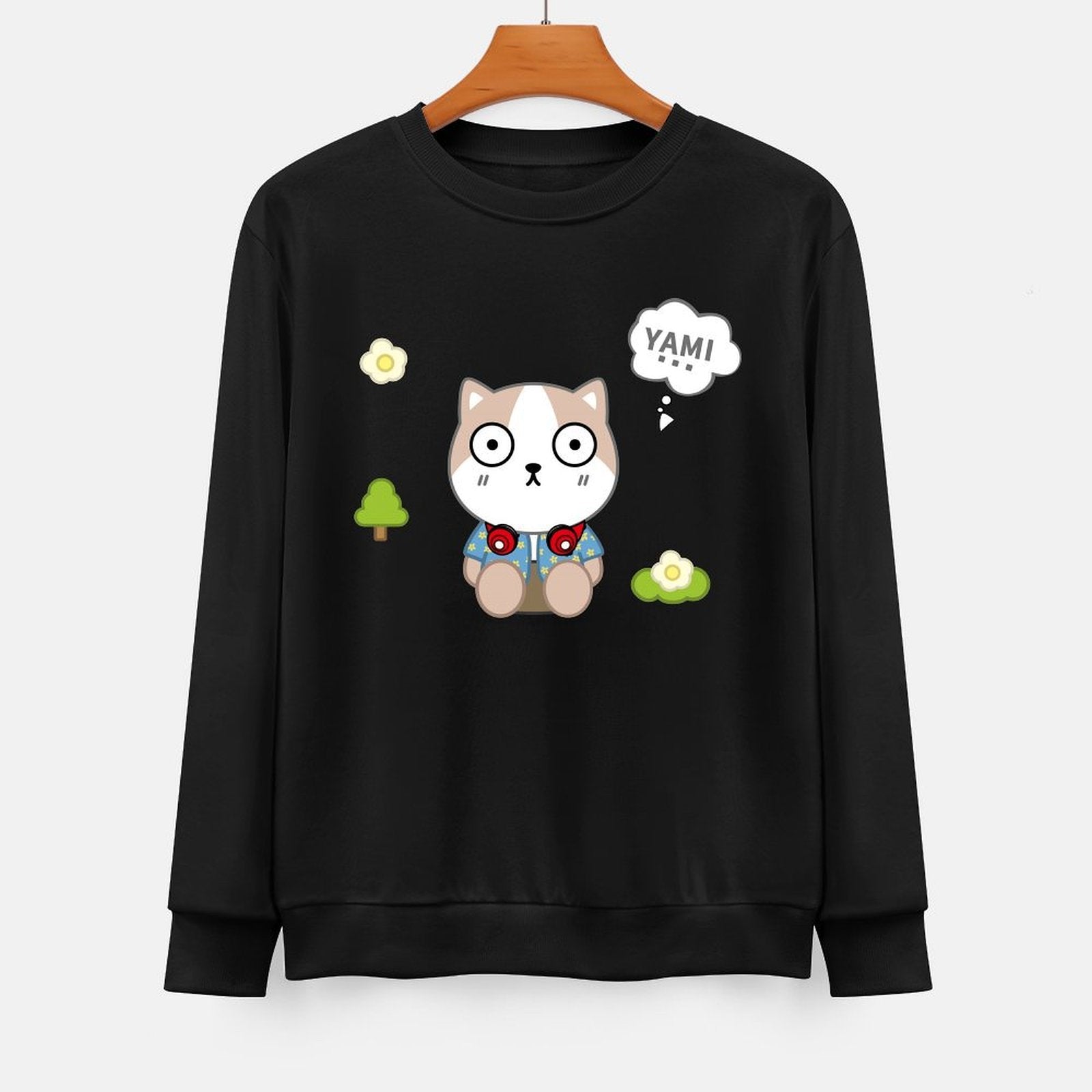  Front Patterned Long Sleeve TopCrewneck BasicSeries