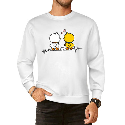 Front Patterned Long Sleeve TopMidweight Crewneck