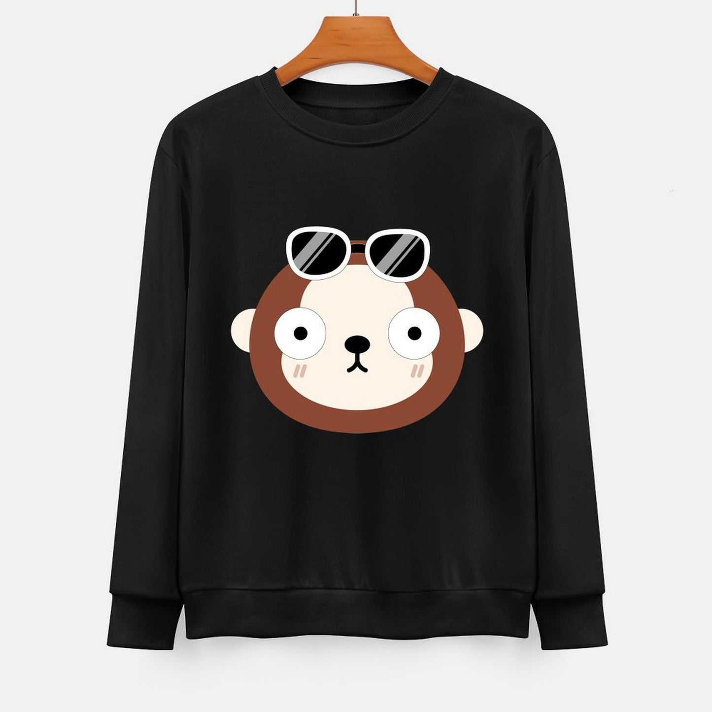  Front Patterned Long Sleeve TopCrew Neck CleanCut