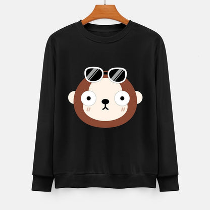  Front Patterned Long Sleeve TopCrew Neck CleanCut