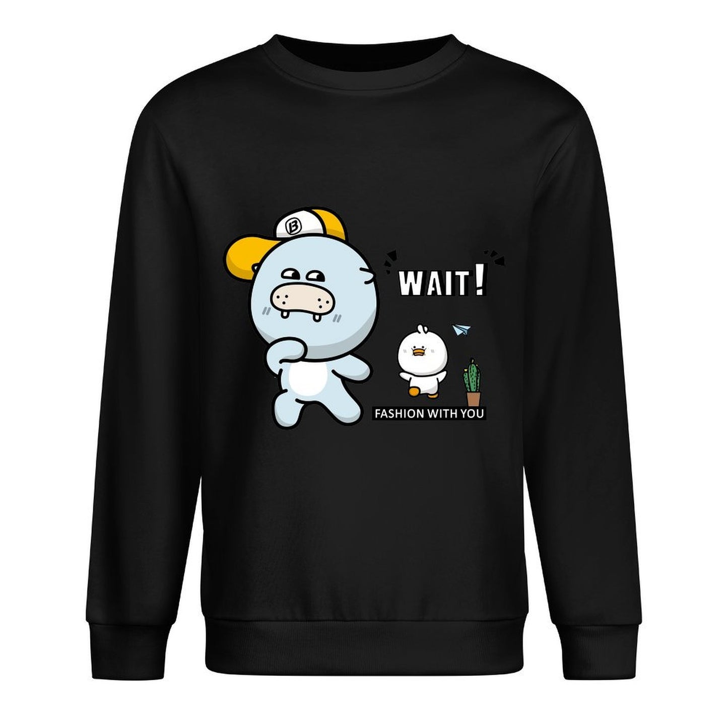 Front Patterned Long Sleeve TopSmooth Feel Heat-Transfer