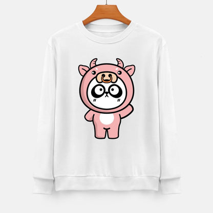 Front Patterned Long Sleeve TopVintage Crewneck