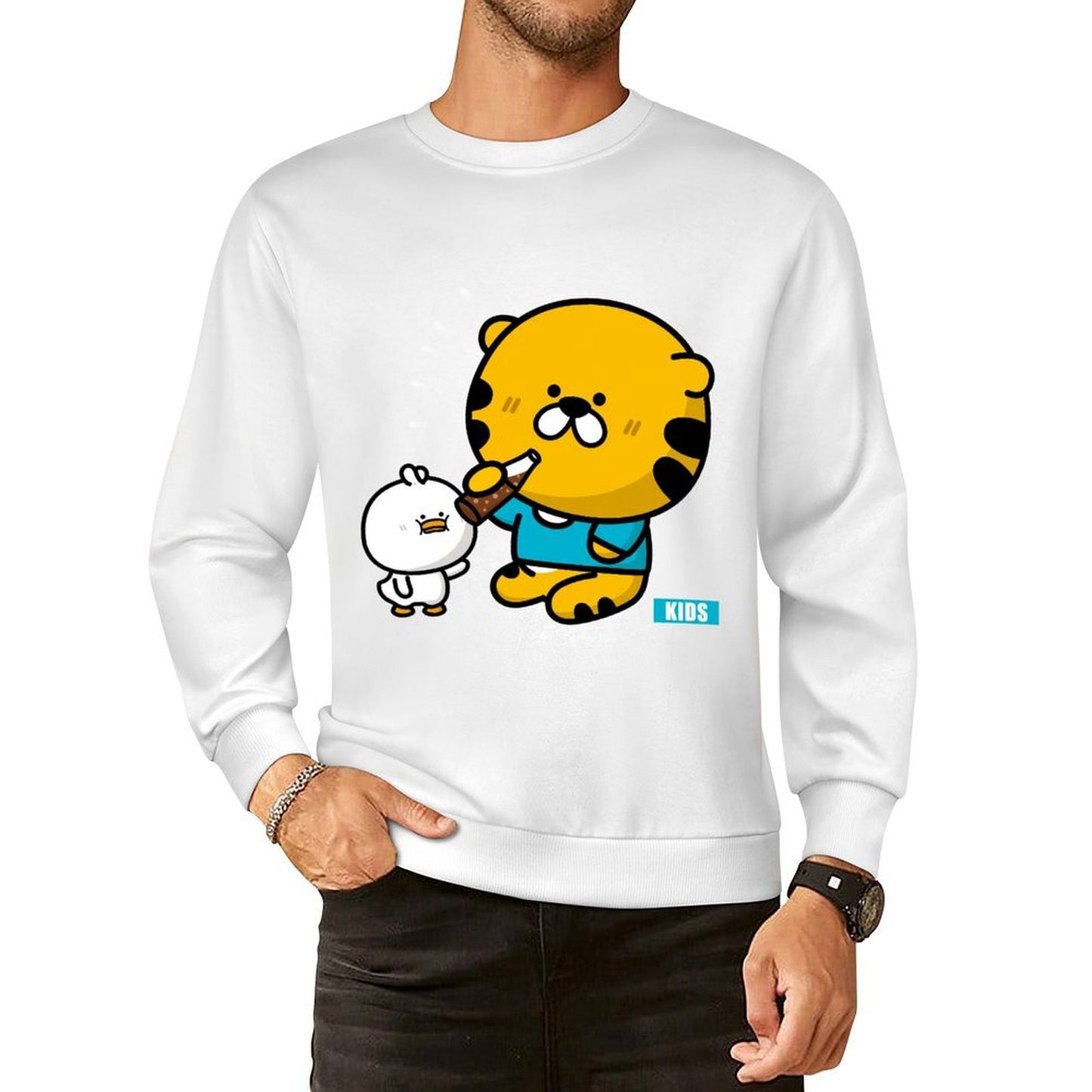 Front Patterned Long Sleeve TopNeutral Unisex