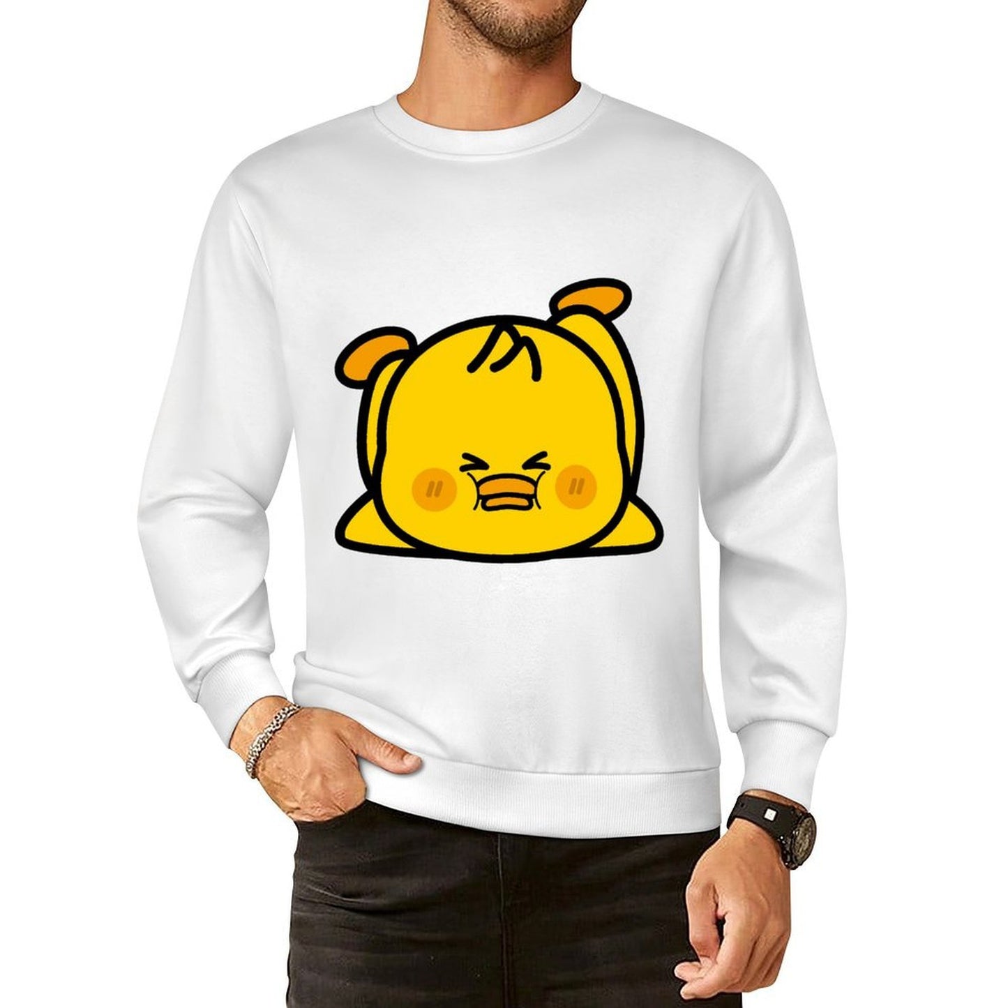 Front Patterned Long Sleeve TopStandard Oversized