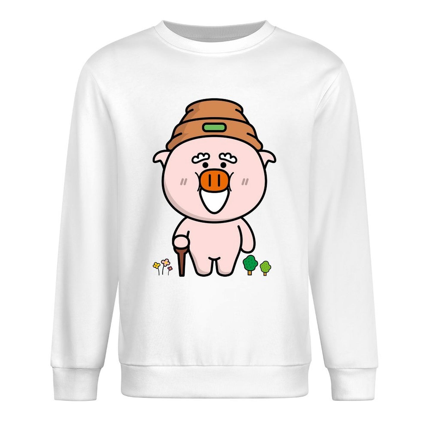 Front Patterned Long Sleeve TopCrewneck Essential