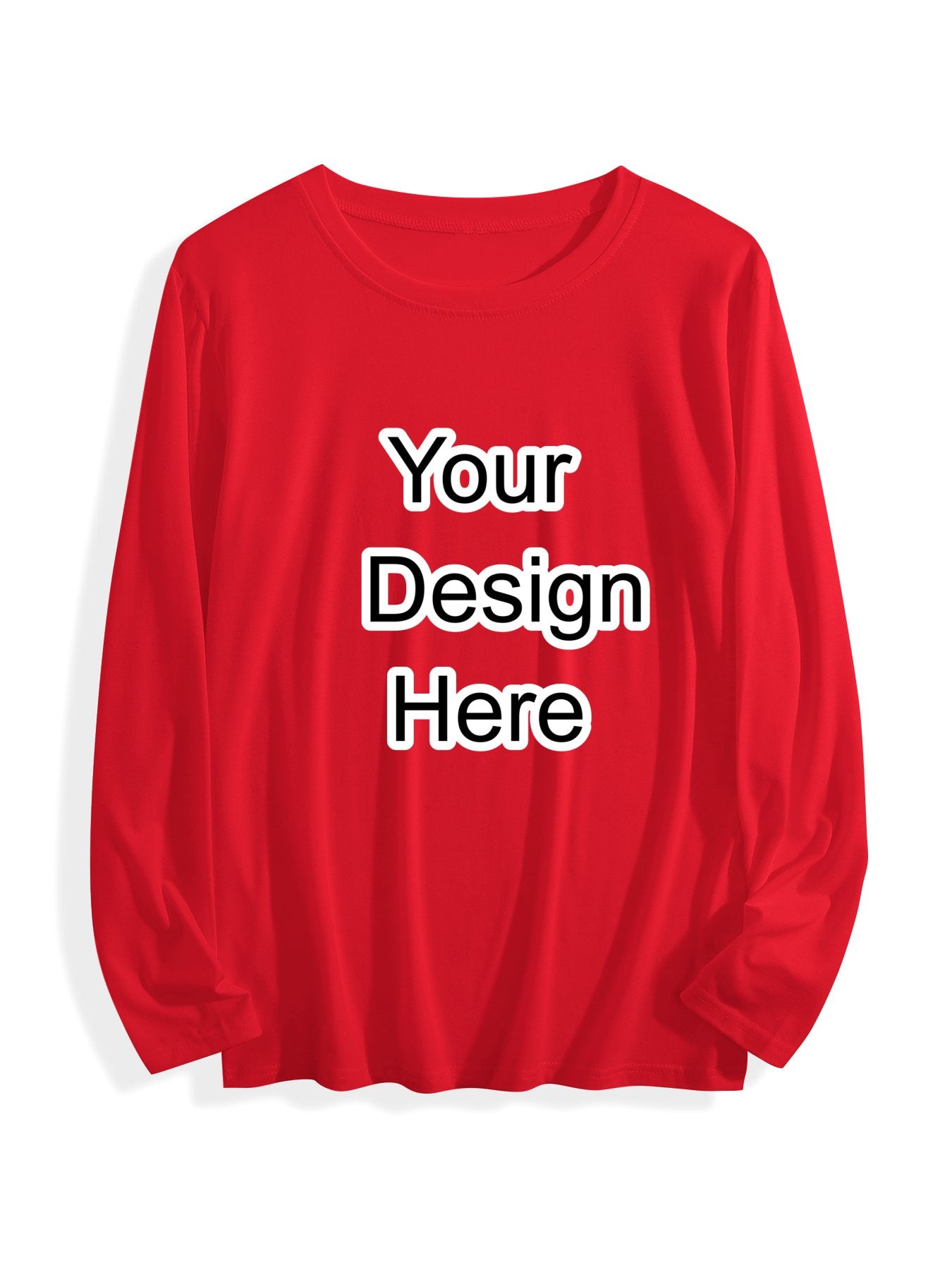 180g pure cotton crew neck long-sleeved shirt  red BACK