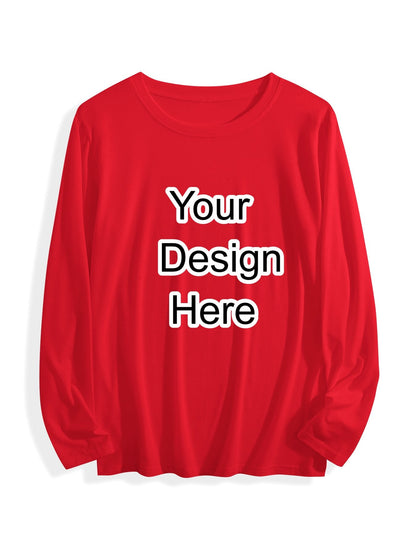 180g pure cotton crew neck long-sleeved shirt  red BACK