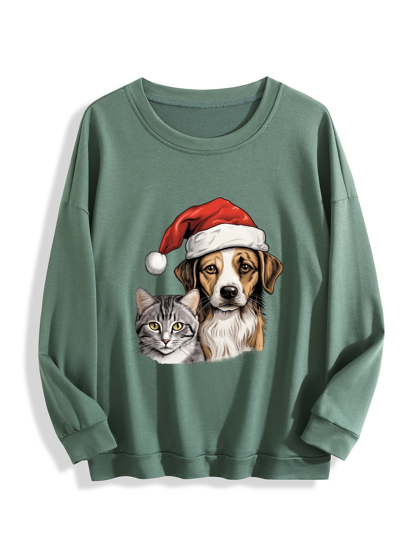 Customizable Christmas-themed long-sleeved Christmas Cat&Dog