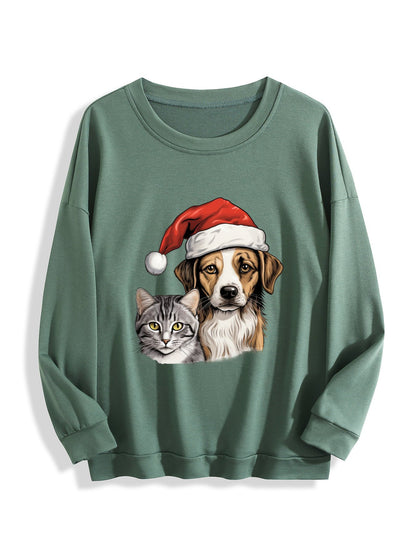 Customizable Christmas-themed long-sleeved Christmas Cat&Dog