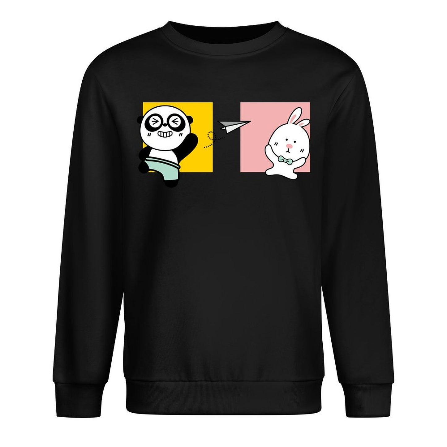 Front Patterned Long Sleeve TopCasual Crew Neck