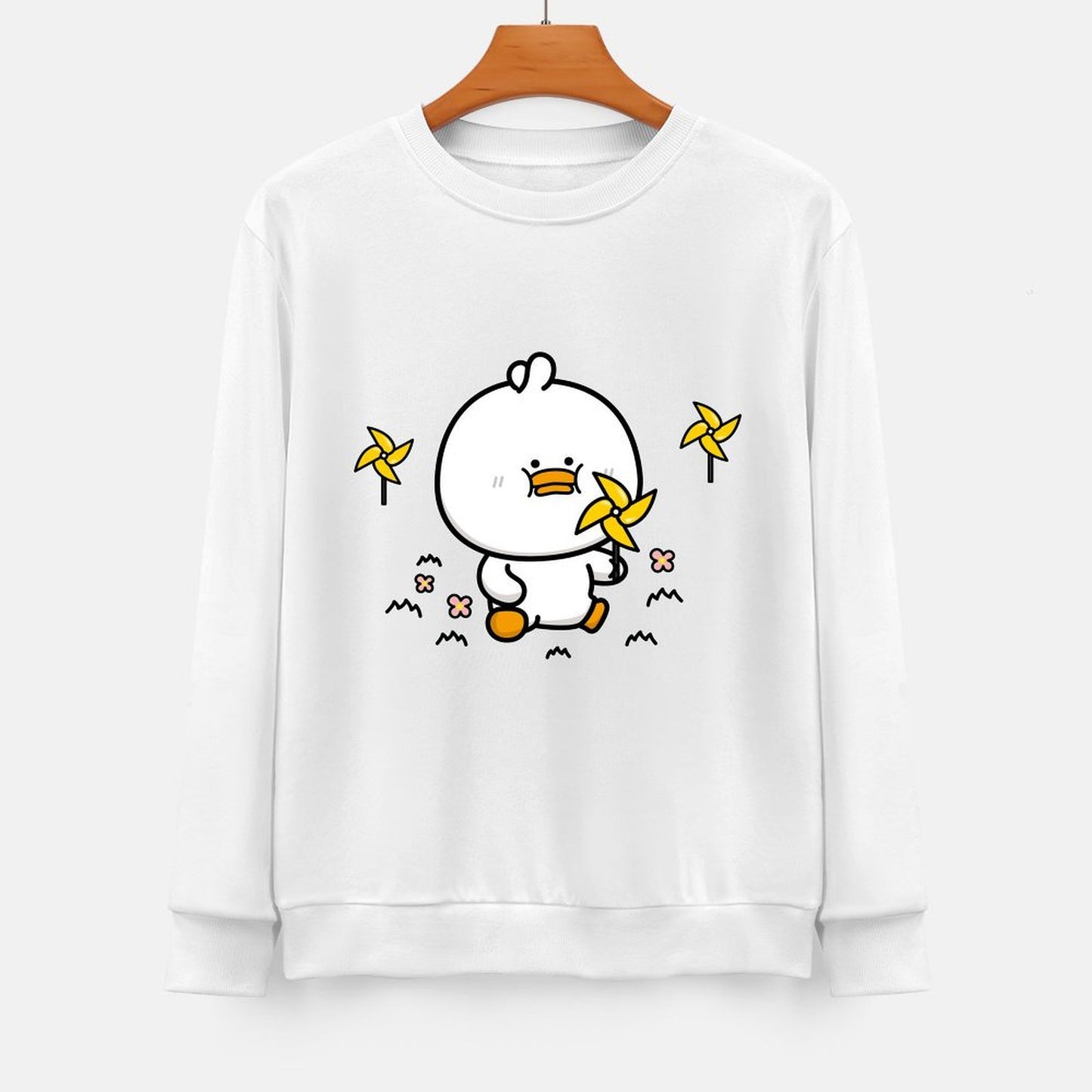 Front Patterned Long Sleeve TopShrink-Resistant LooseFit