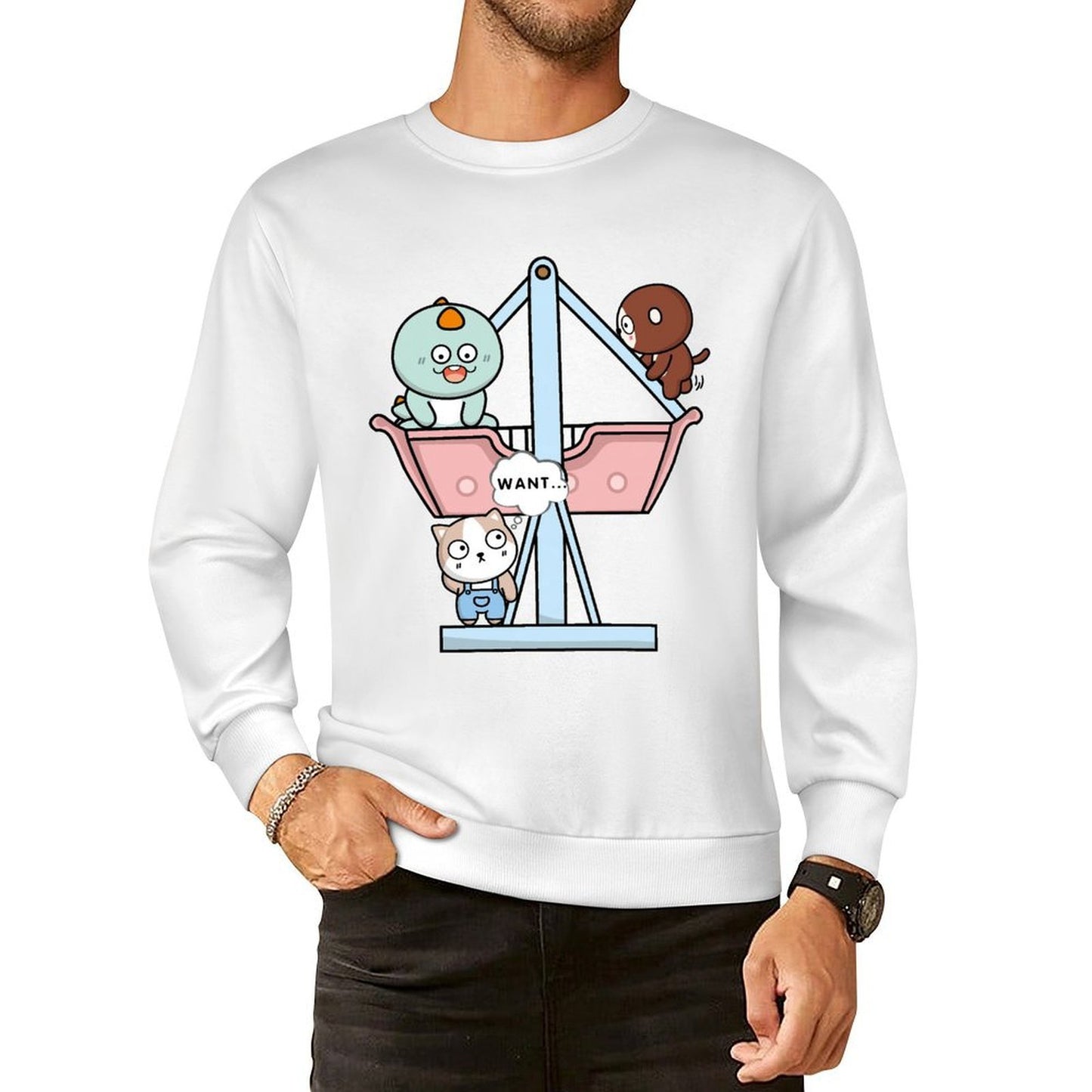 Front Patterned Long Sleeve TopColorfast Strong