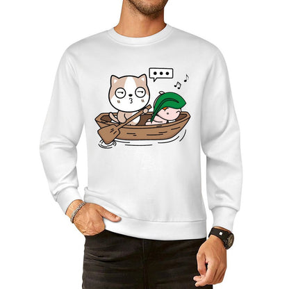 Front Patterned Long Sleeve TopCrewneck SoftTouch