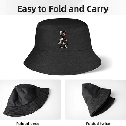 Trendy Black Bucket Hat with Bold Front Graphic