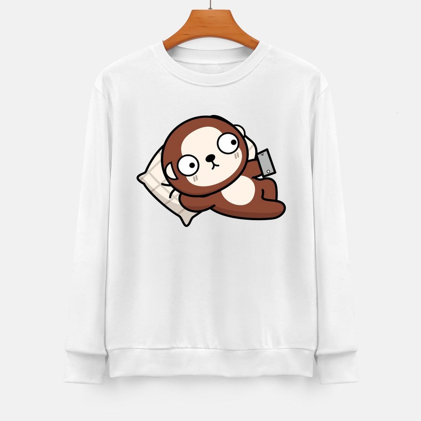 Front Patterned Long Sleeve TopNatural Shrink-Resistant